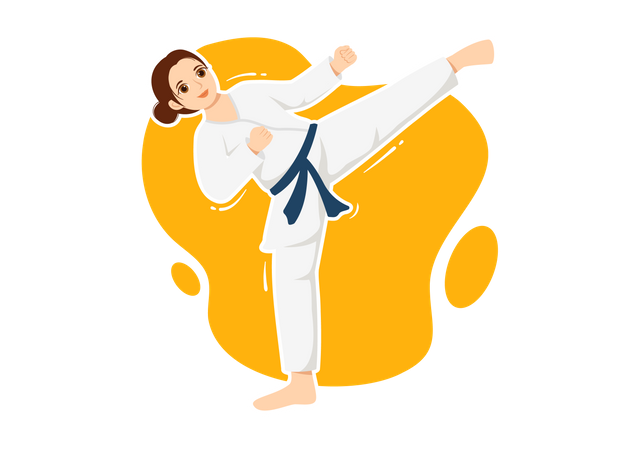 Girl practicing karate  Illustration