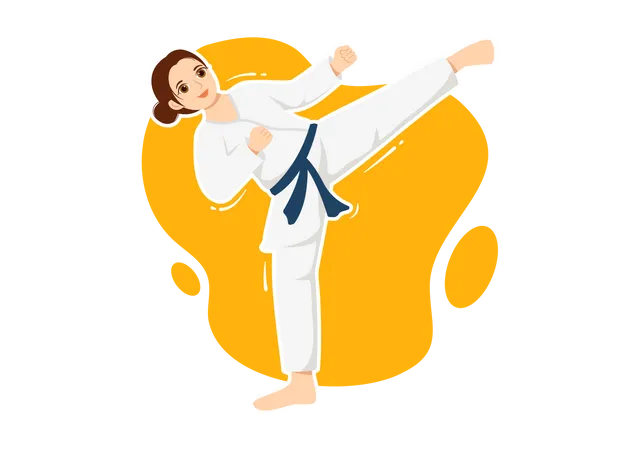 Girl practicing karate  Illustration