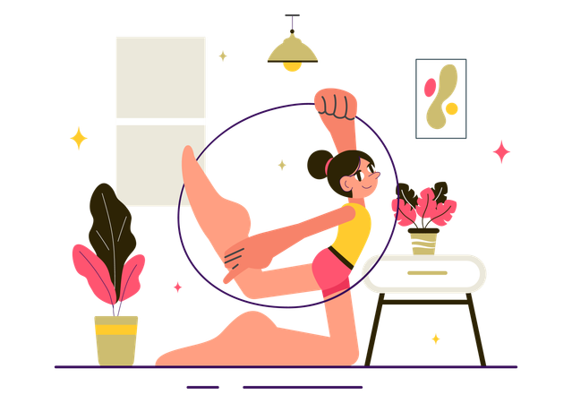 Girl practicing Rhythmic Gymnastics  Illustration