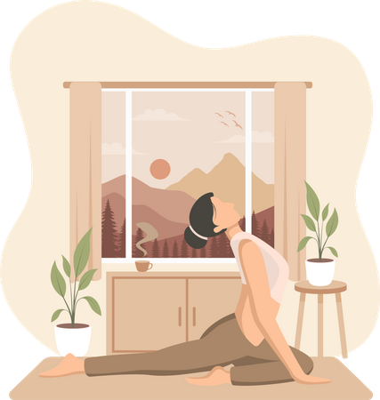 Girl Practicing Yoga  Illustration