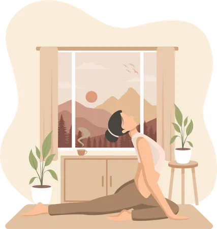 Girl Practicing Yoga  Illustration