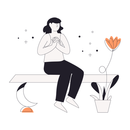 Girl praying before sleep  Illustration