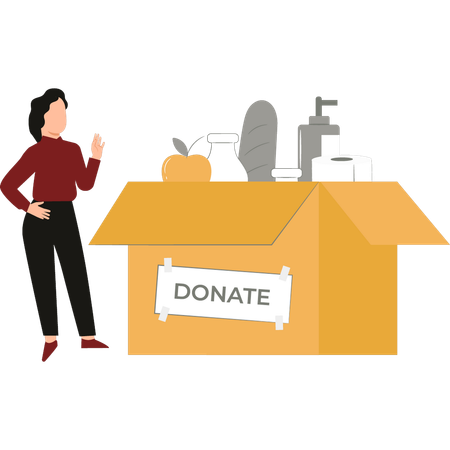 Girl prepares a parcel package for donation  Illustration