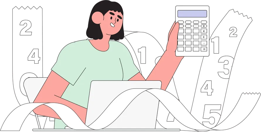 Girl Preparing Finance Report with Accounting and Financial Management  Illustration