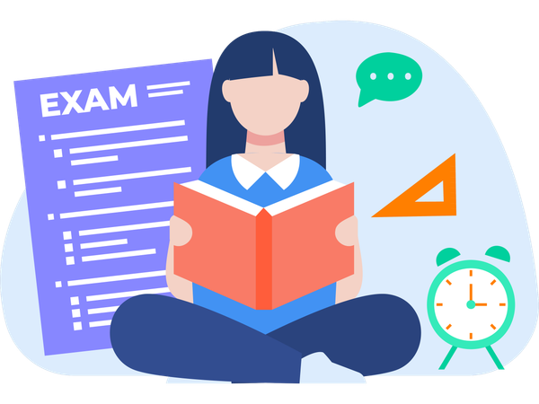 Girl Preparing For Exam  Illustration