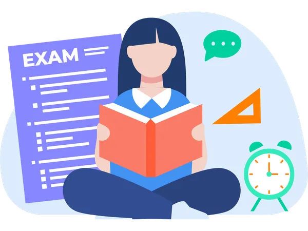 Girl Preparing For Exam  Illustration