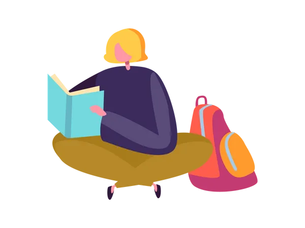 Girl preparing for exam  Illustration