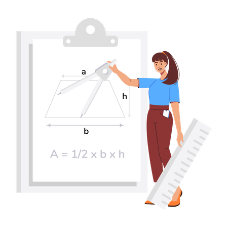 Girl preparing geometry practical  Illustration