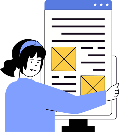 Girl preparing online news letter  Illustration