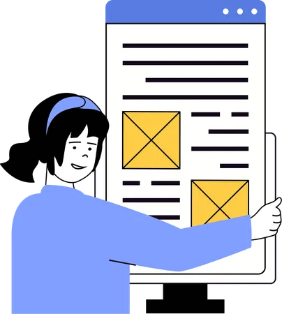 Girl preparing online news letter  Illustration