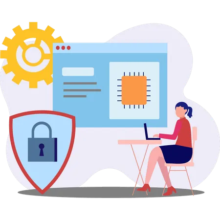 Girl preparing security code  Illustration