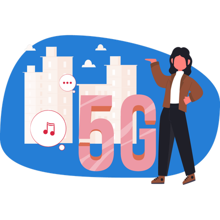 Girl  presenting 5G internet service  Illustration