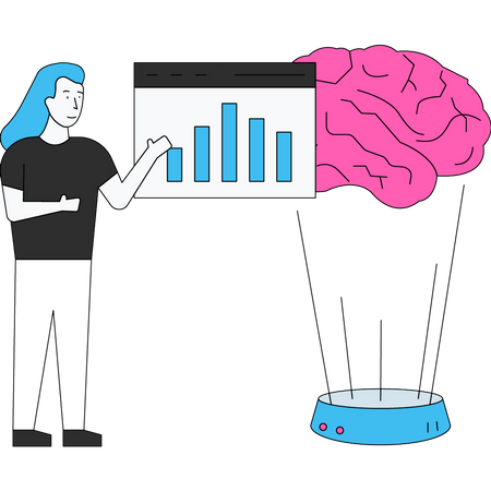 Girl presenting analysis chart  Illustration