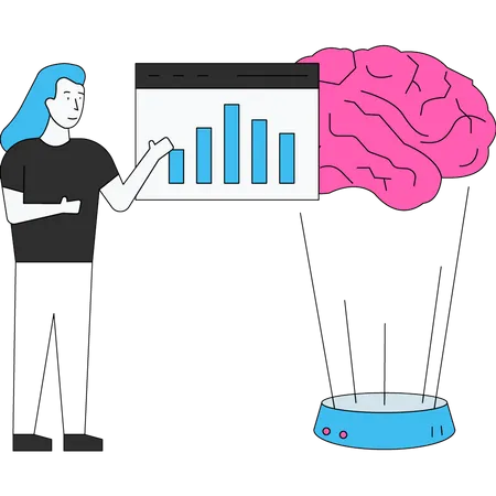 Girl presenting analysis chart  Illustration