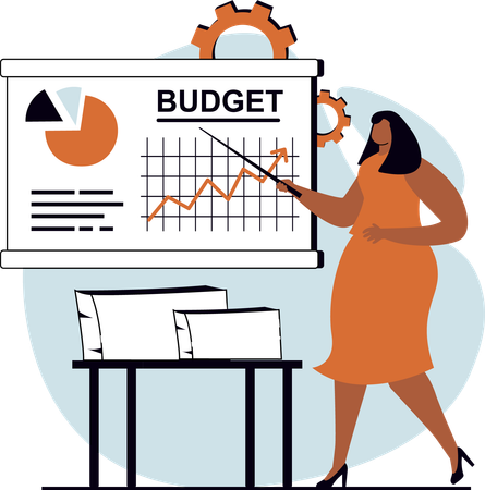 Girl presenting budget report  Illustration