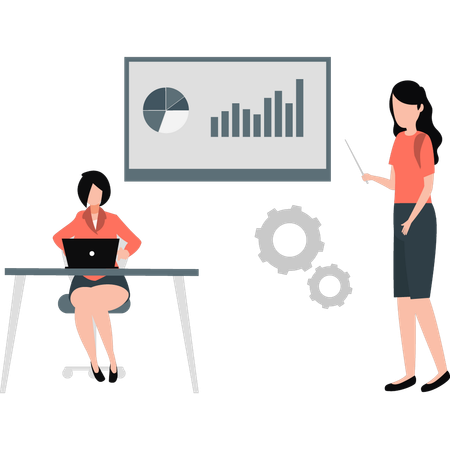 Girl presenting business graph  Illustration