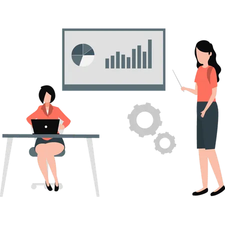 Girl presenting business graph  Illustration