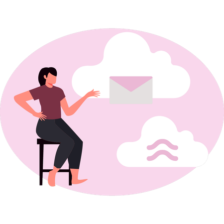 Girl presenting cloud management  Illustration