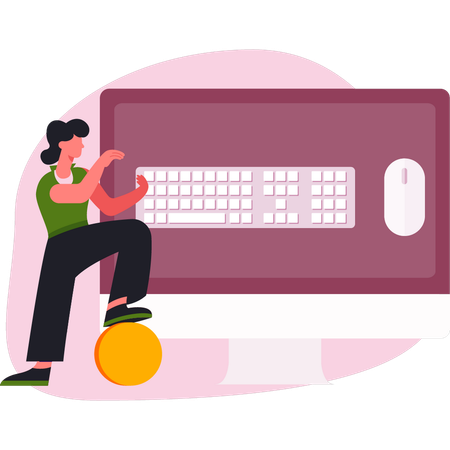 Girl presenting computer keyboard  Illustration