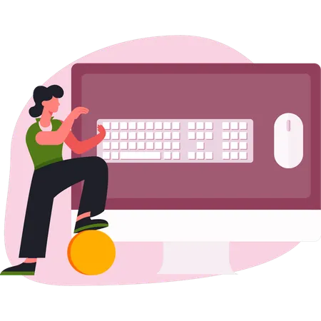 Girl presenting computer keyboard  Illustration