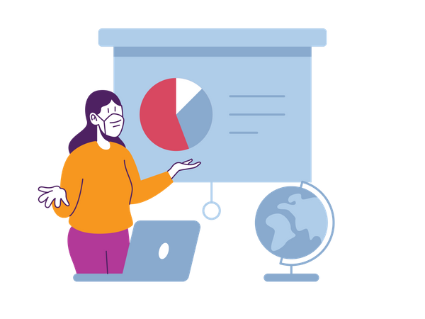 Girl presenting data analysis  Illustration