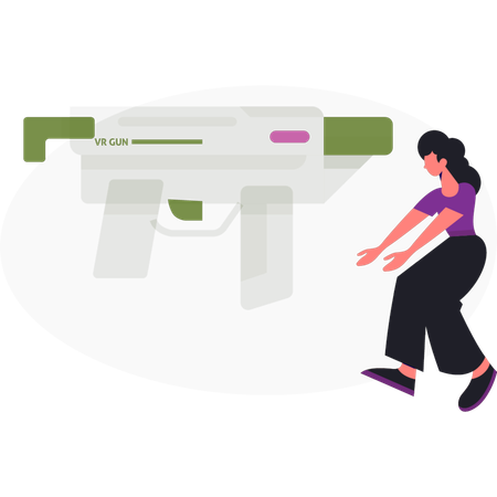 Girl  presenting game simulation  Illustration