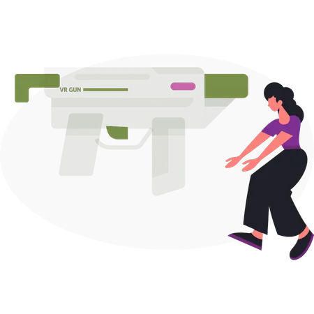 Girl  presenting game simulation  Illustration