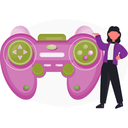 Girl  presenting gaming remote  Illustration