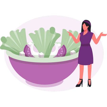 Girl  presenting health food  Illustration