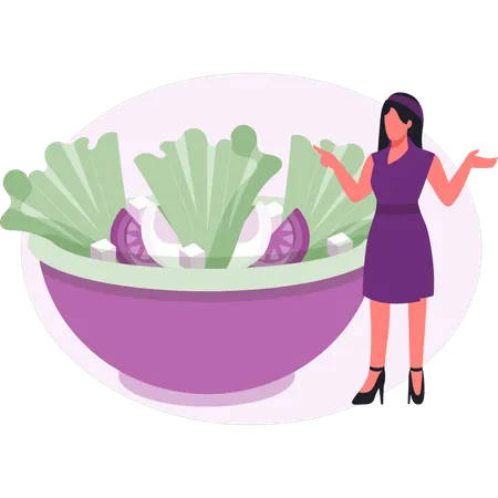 Girl  presenting health food  Illustration