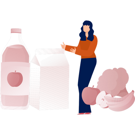 Girl  presenting healthy diet  Illustration