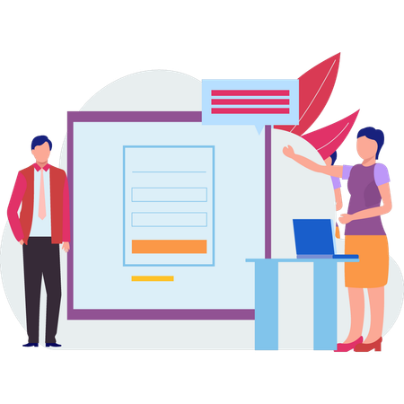 Girl presenting idea to manager  Illustration