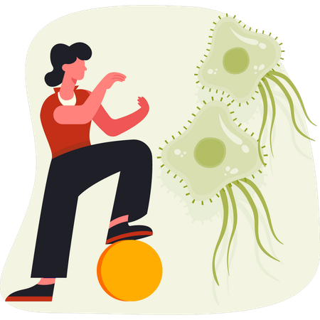 Girl presenting microbes virus  Illustration