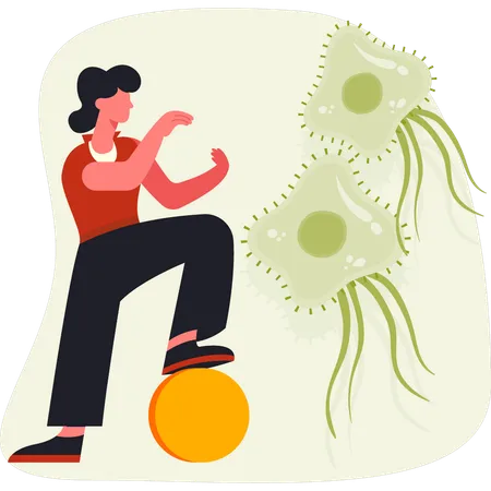 Girl presenting microbes virus  Illustration