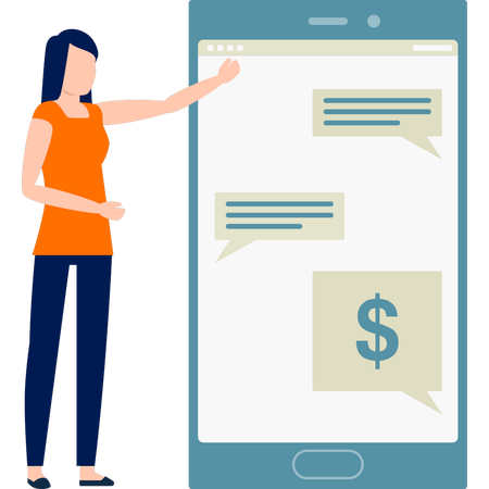 Girl presenting money notifications  Illustration