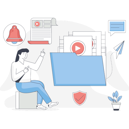 Girl  presenting music folder  Illustration