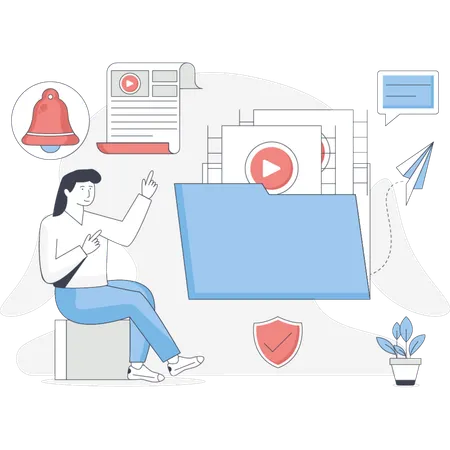 Girl  presenting music folder  Illustration