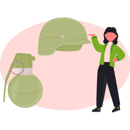 Girl  presenting protection helmet  Illustration