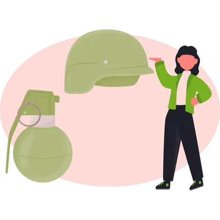 Girl  presenting protection helmet  Illustration
