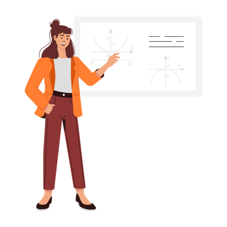 Girl presenting statistical graph  Illustration