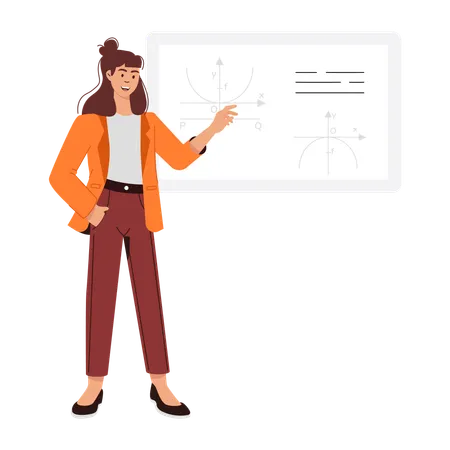 Girl presenting statistical graph  Illustration