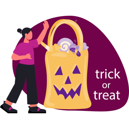 Girl presenting trick or treat  Illustration