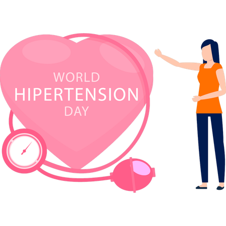 Girl presenting world hypertension day  Illustration