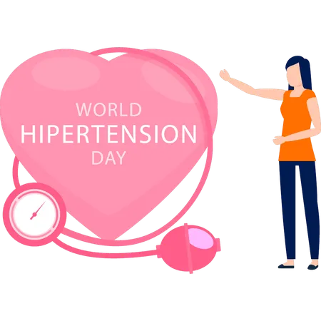 Girl presenting world hypertension day  Illustration