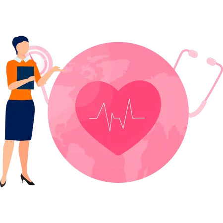 Girl presents healthy heart  Illustration