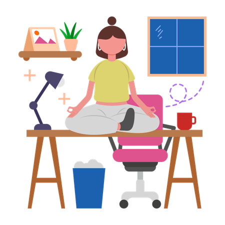 Girl Prioritise office wellness  Illustration