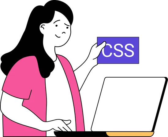 Girl Programmer writing CSS code  Illustration