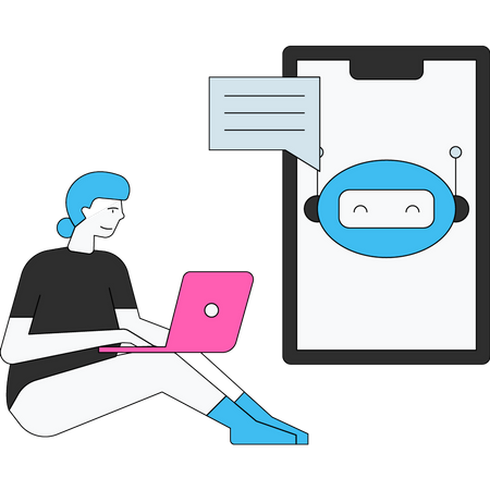 Girl programming robotic application  Illustration