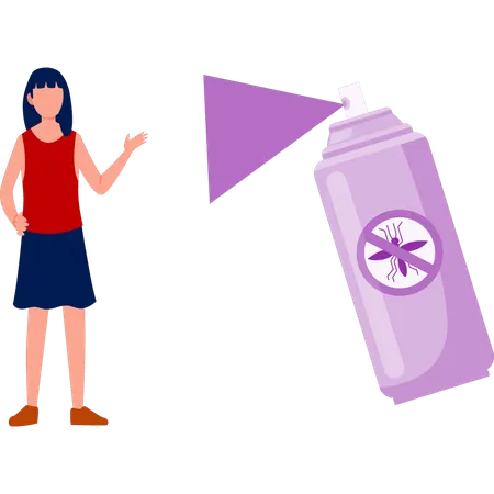 Girl promoting fly spray  Illustration