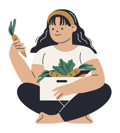 Girl promoting to eat local  Illustration